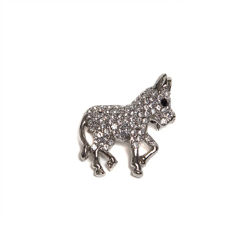 Handmade Vintage Brooch-Sparkling Diamante Donkey Brooch