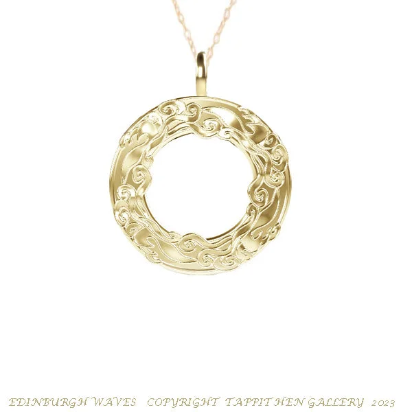 Custom Gemstone Necklaces-Edinburgh Waves Necklace in 9ct Yellow Gold