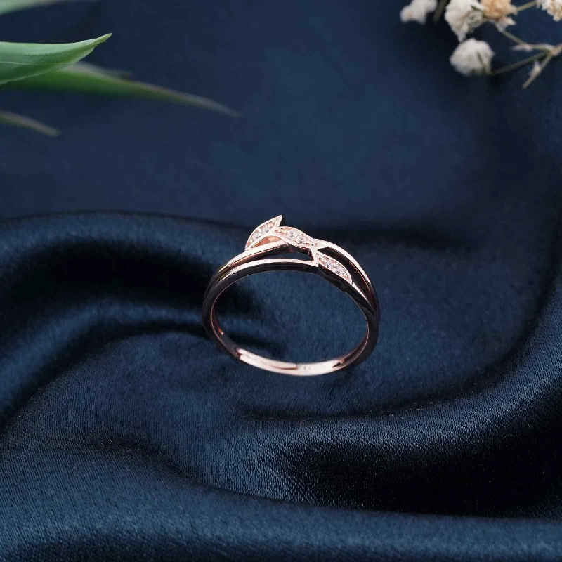 Chunky Silver Rings-Rose Gold Angle Wings Promise Ring