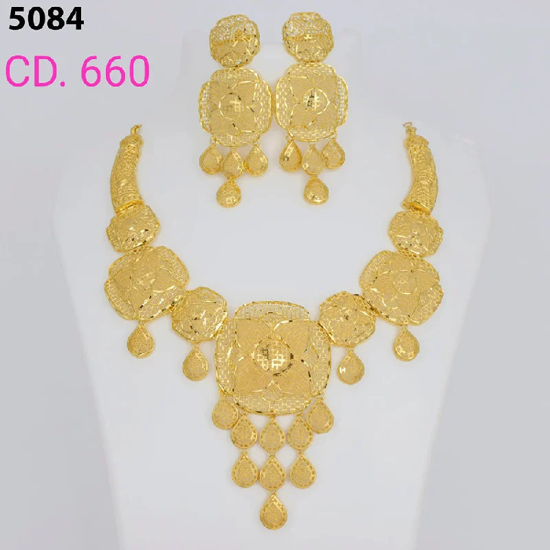 Modern Diamond Necklaces-MR Jewellery Forming Gold Plated Necklace Set