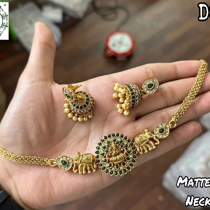 Custom Letter Necklaces-Diksha Collection Gold Plated Choker Necklace Set