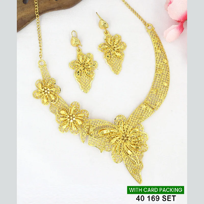 Elegant Long Necklaces-Mahavir Gold Plated Necklace Set