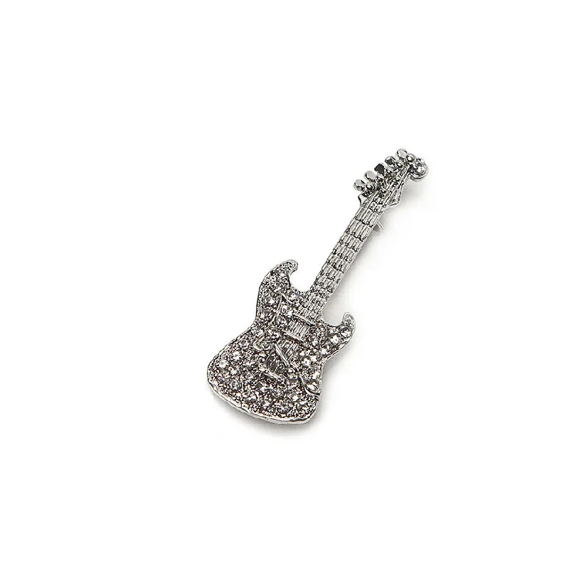 Custom Initial Brooch-Sparkly Diamante Guitar Brooch