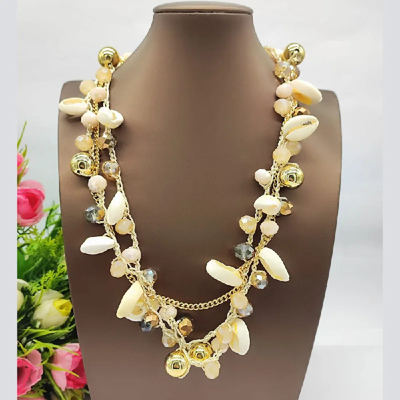 Birthstone Necklaces for Gifts-JCM Gold Plated Designer Pearls Long Necklace