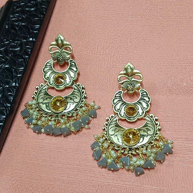 Elegant Drop Earrings for Weddings-Darshana Jewels Crystal Stone Gold Plated Dangler Earrings