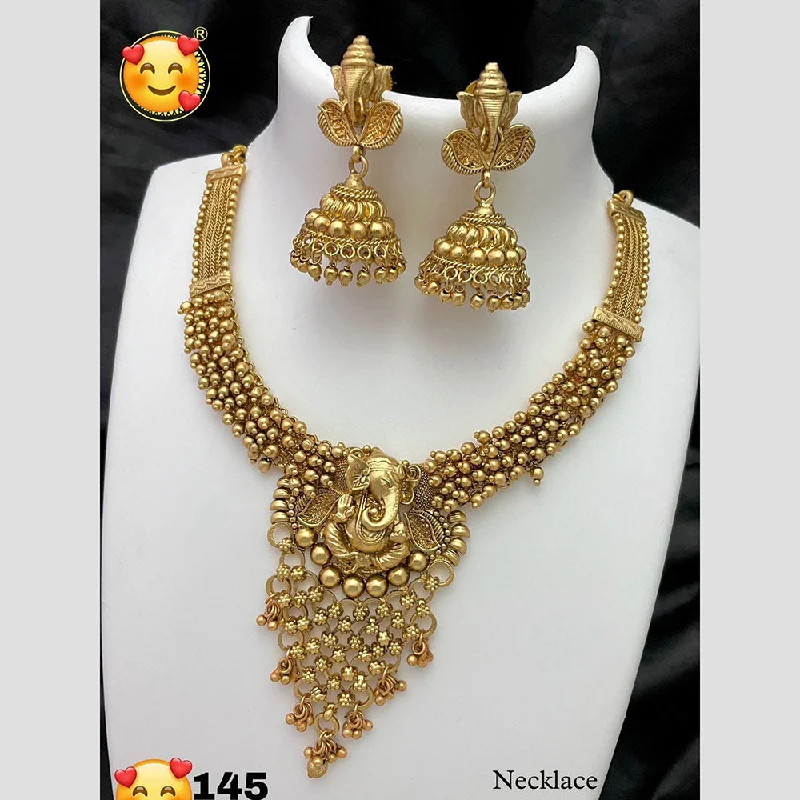 Classic Gold Necklaces-Sai Fashion Gold Plated Necklace Set