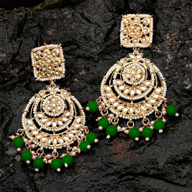 Chic Silver Hoops-Darshana Jewels Gold Plated Kundan Dangler Earrings