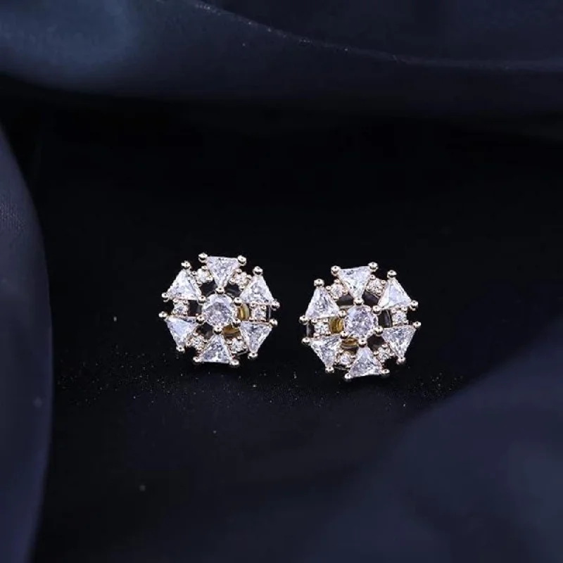 Vibrant Gemstone Earrings-Etnico Stylish Latest Fashion Rose Gold Plated CZ and American Diamond Fashionable Look Stud Earrings For Women/Girls (E3107RG)