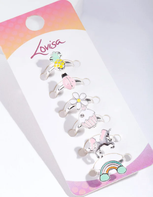 Stylish Wedding Rings for Brides-Kids Unicorn Ring 6-Pack