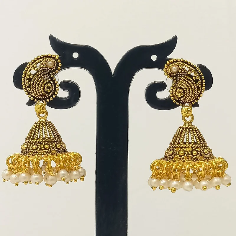 Simple Gemstone Earrings-Dariyalal Sales Gold Plated Jhumki Earrings