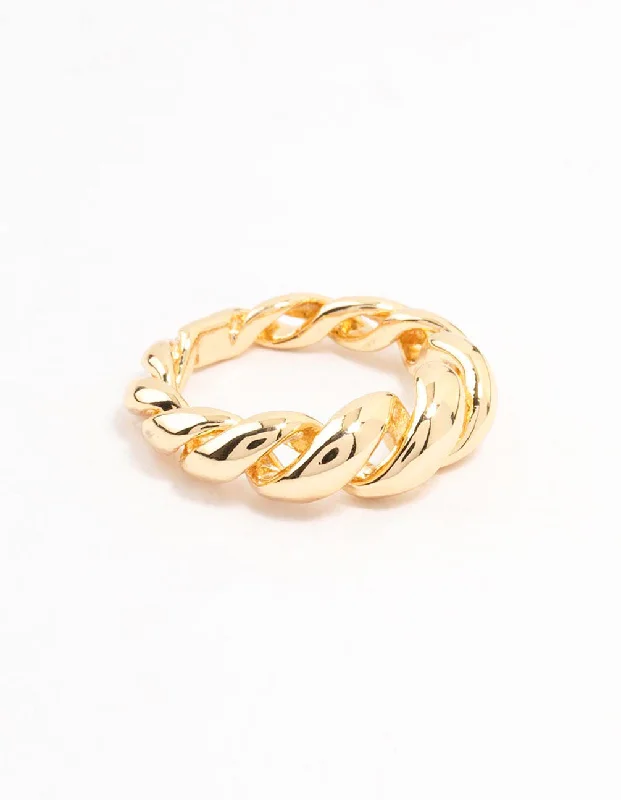 Black Gold Engagement Rings-Gold Plated Swirl Coil Ring