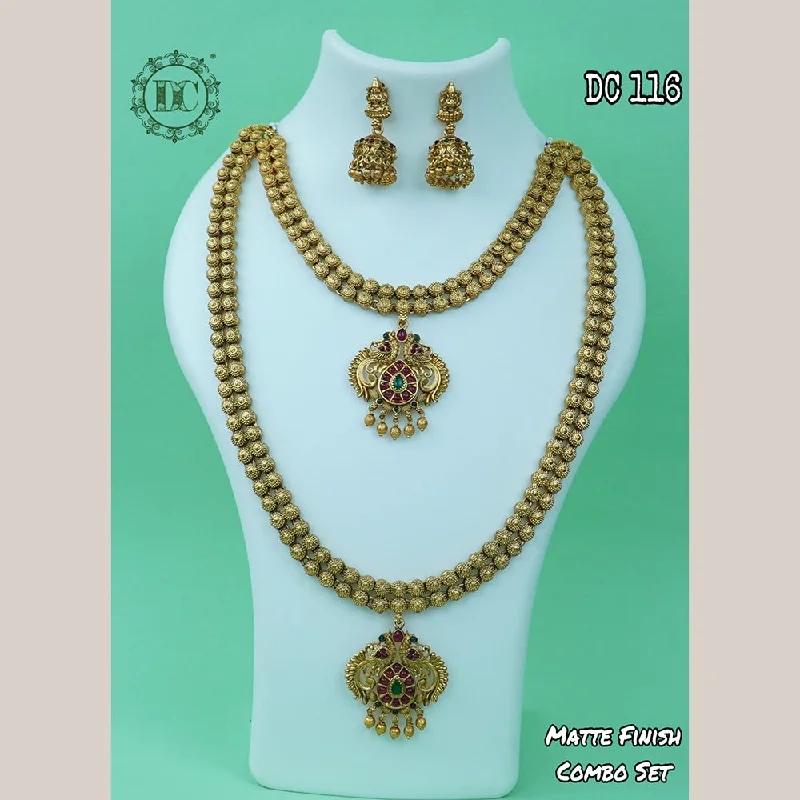 Personalized Name Plate Necklaces-Diksha Collection Gold Plated Double Necklace Set