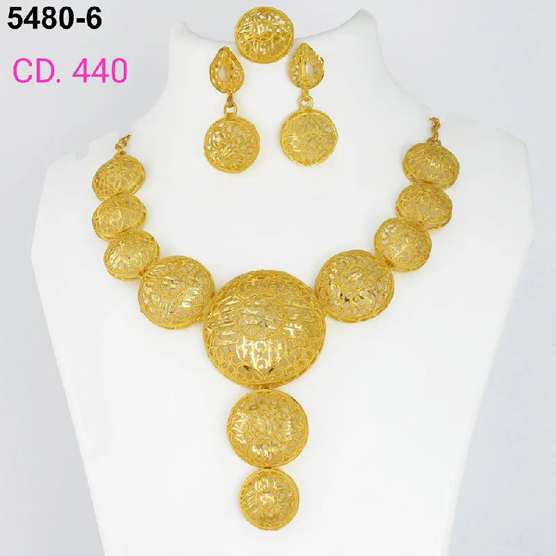 Double Layer Necklaces-MR Jewellery Forming Gold Plated Necklace Set