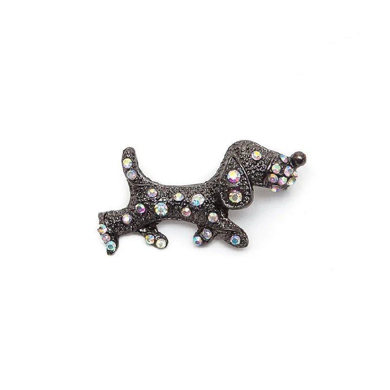 Artistic Crystal Brooch for Women-Hot Tomato Sausage Dog Brooch with AB Crystals