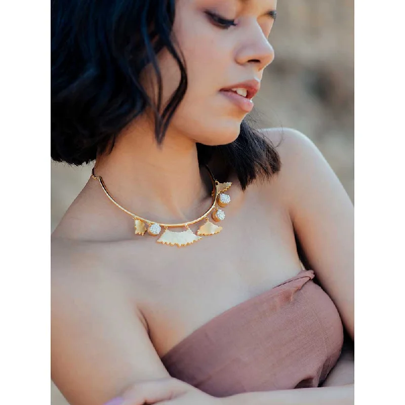 Classic Choker Necklaces-Aarjavee Cherish Golden Necklace