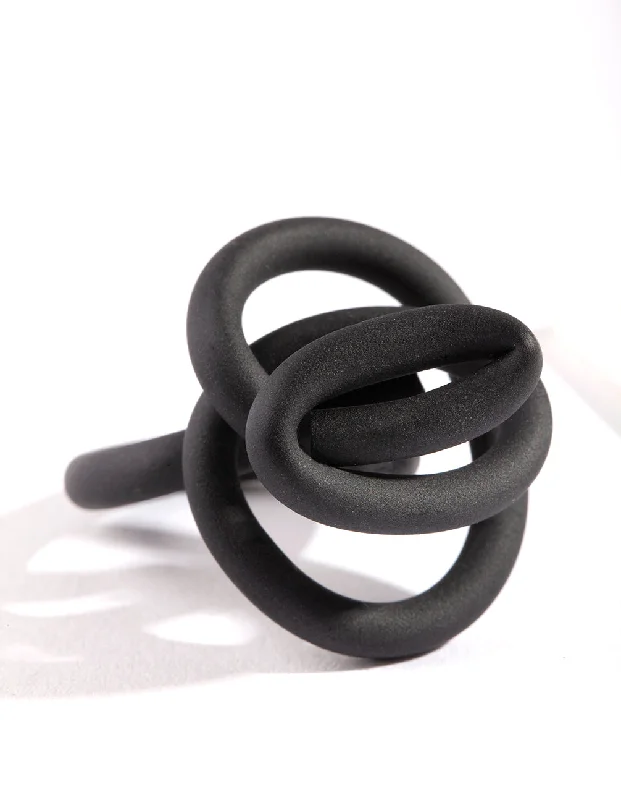 Handmade Gemstone Rings-Matte Black Knot Ring