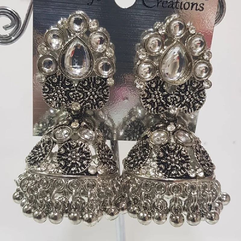 Abstract Earrings for Women-Shreeji Oxidised Plated Jhumki Earrings