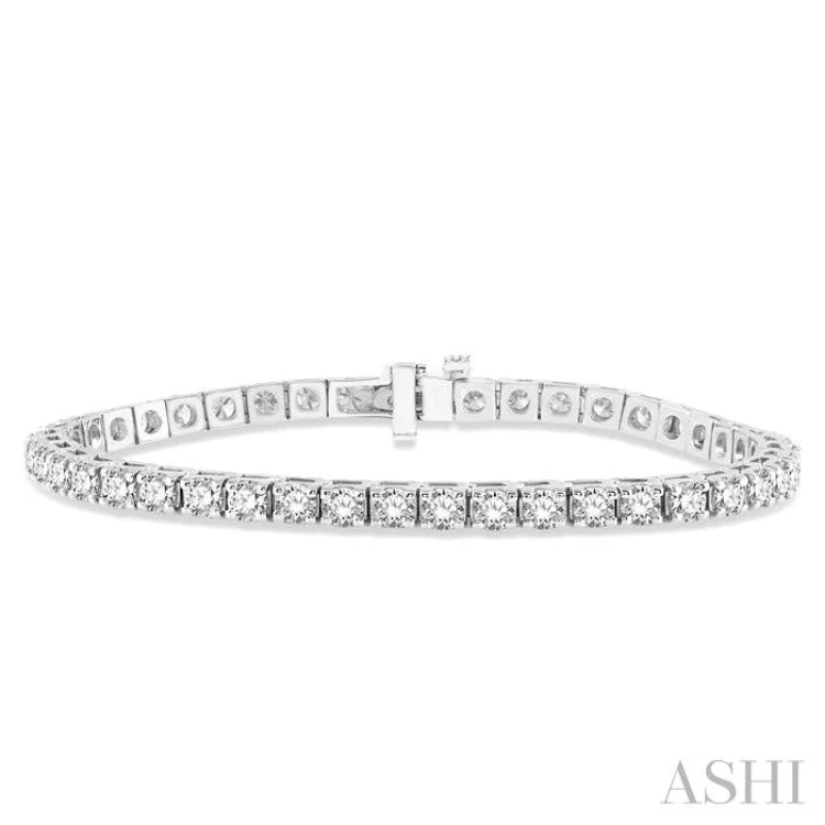 Unique Beaded Charm Bracelets-7 Ctw Square Shape Round Cut Diamond Tennis Bracelet in 14K White gold