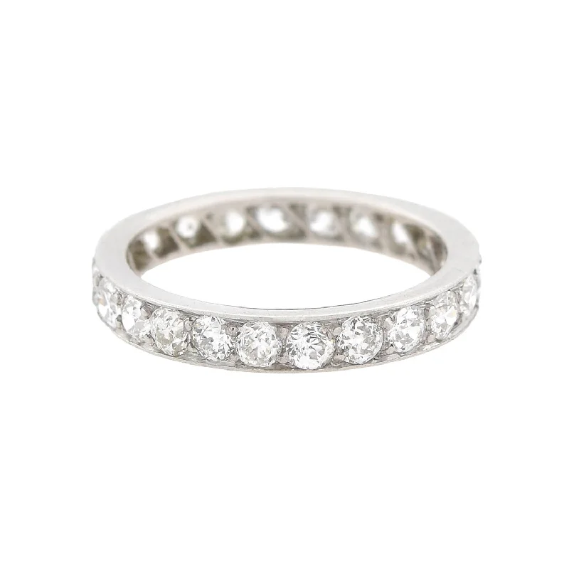 Unique Promise Rings-Art Deco Platinum Old Mine Cut Diamond Eternity Band 1.25ctw