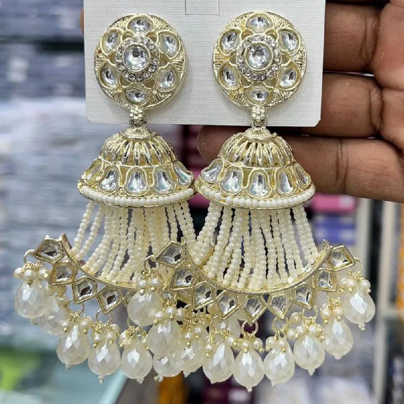 Stylish Hoop Earrings for Women-Manisha Jewellery Gold Plated Kundan Stone And Pearls Dangler Earrings