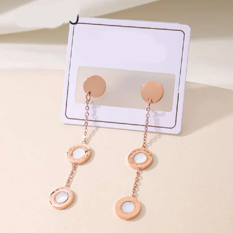 Art Deco Earrings-Tarohi Jewels Rose Gold Plated Fancy Dangler Earrings