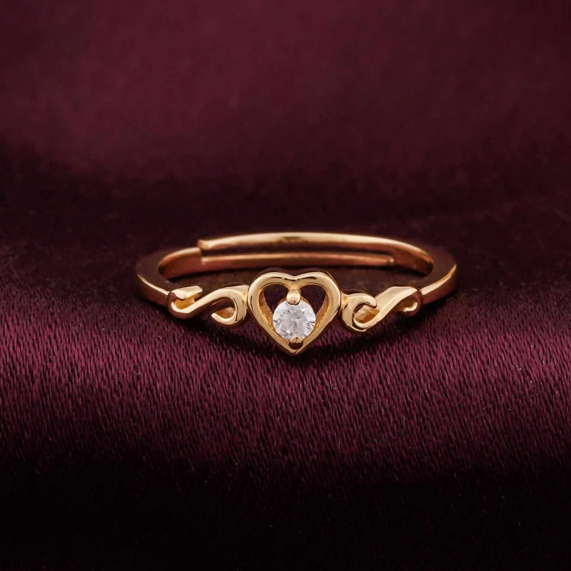 Men's Wedding Rings-Golden Vintage Heart Valentine Ring