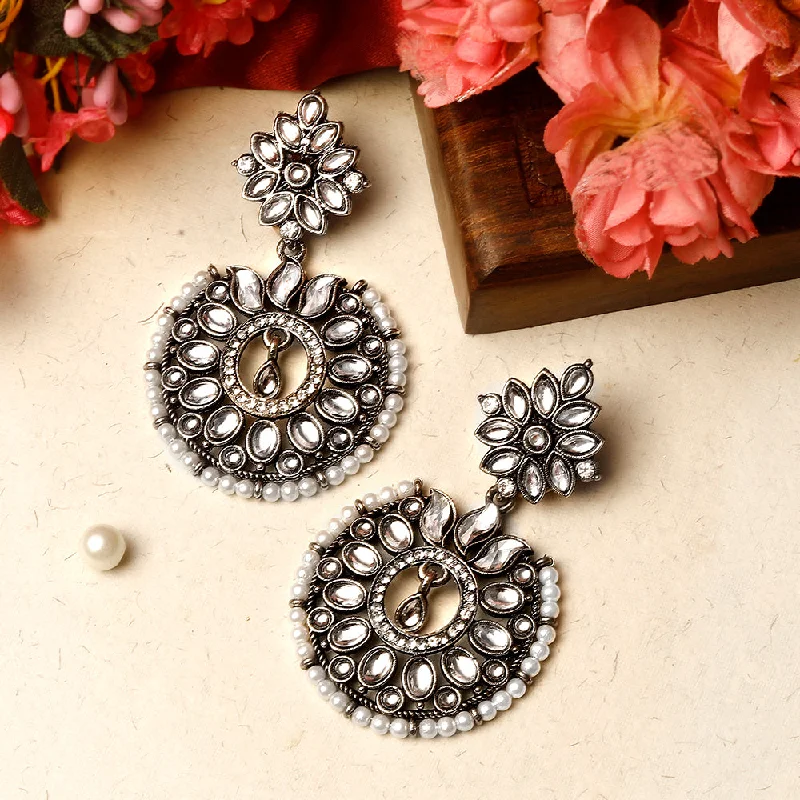 Turquoise Earrings for Women-Shrishti Fashion Lovely Silver Plated Chand Bali Earring For Women