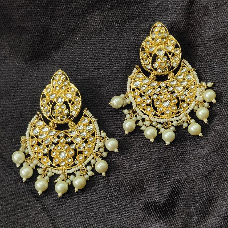 Luxury Hoop Earrings-Darshana Jewels Gold Plated Kundan Stone And Beads Dangler Earrings