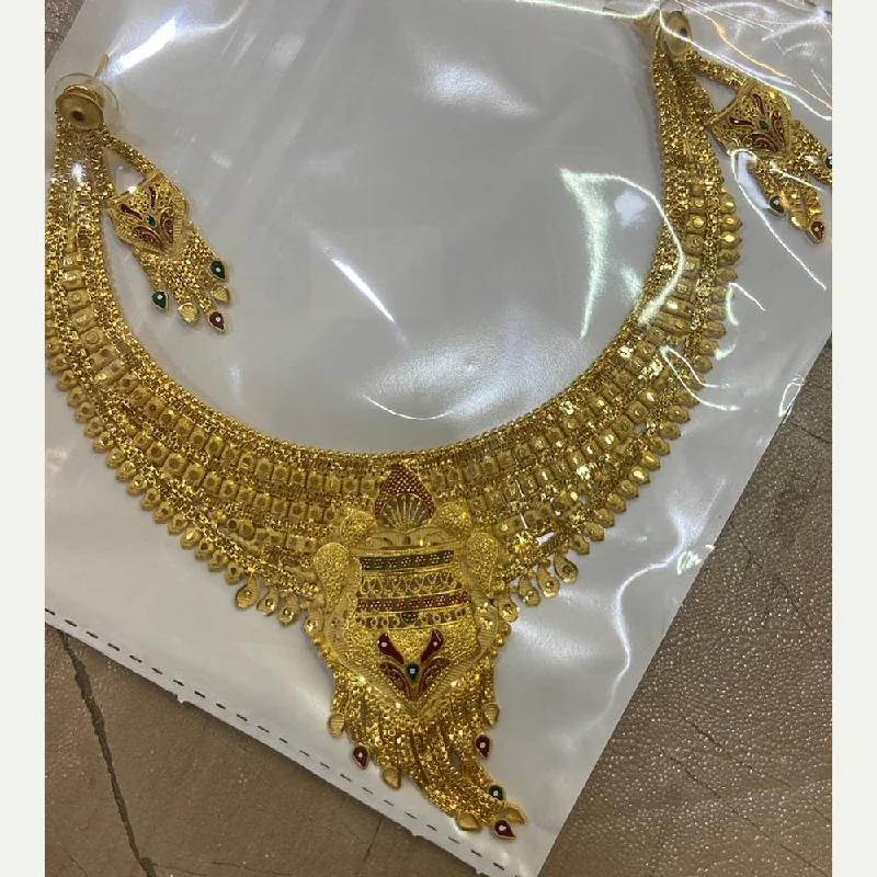 Luxury Necklaces with Diamonds-The Jangid Arts Forming Gold Plated Necklace Set