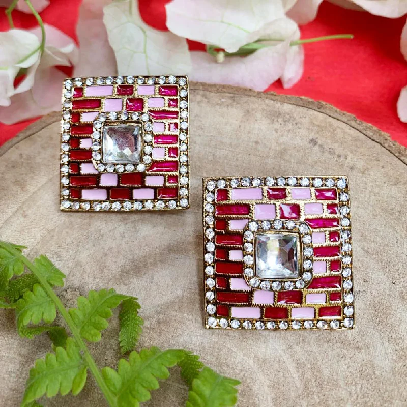 Summer Earrings for Women-Deep Enterprises Meenakari Stud Earrings (Assorted Colors)