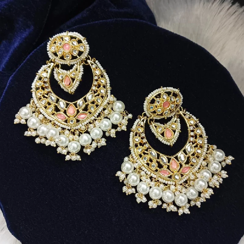 Unique Stud Earrings-Darshana Jewels Kundan Stone Gold Plated Dangler Earrings