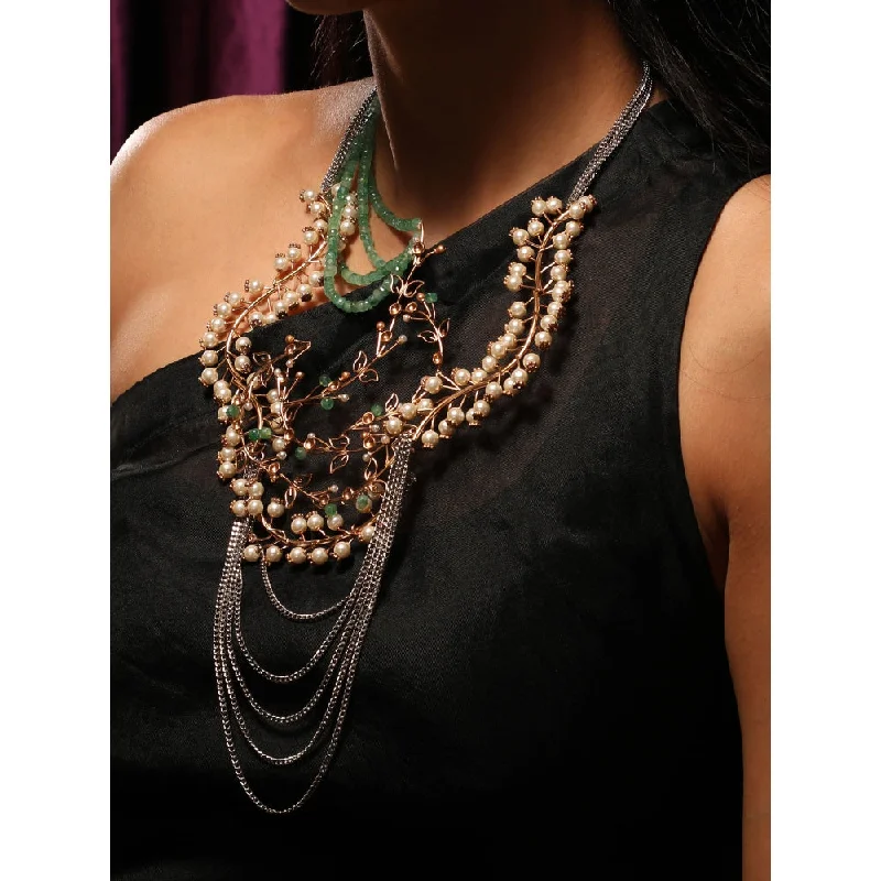 Turquoise Necklaces-Suhani Pittie Star Trail Pearl Fern Layered Necklace