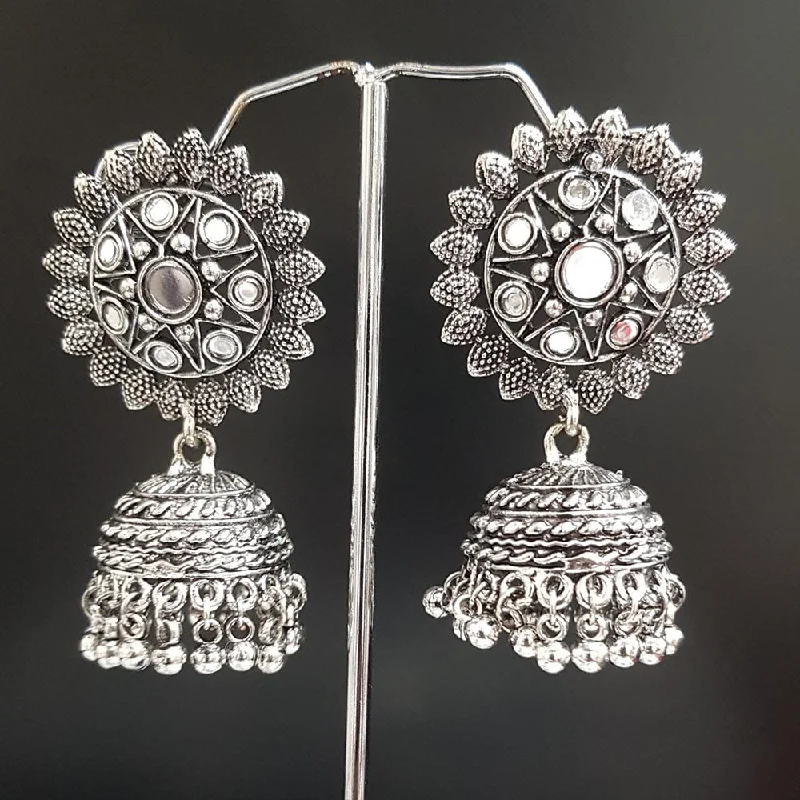 Bridal Earrings for Bridesmaids-Shreeji Oxidised Plated Jhumki Earrings