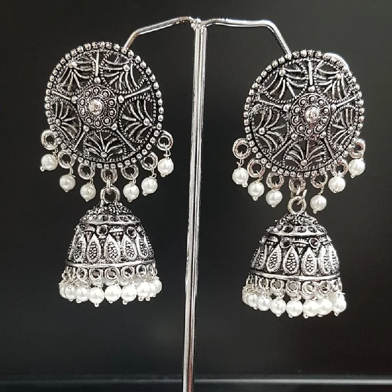 Vintage Sapphire Earrings-Shreeji Oxidised Plated Jhumki Earrings