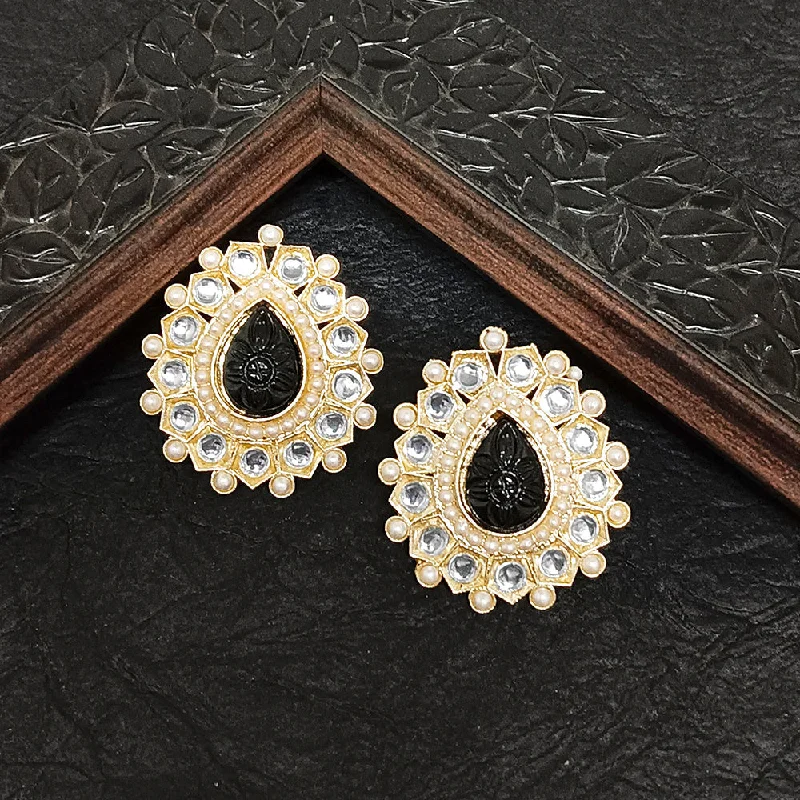 Gemstone Dangle Earrings-Darshana Jewels Gold Plated Kundan Stone Stud Earrings