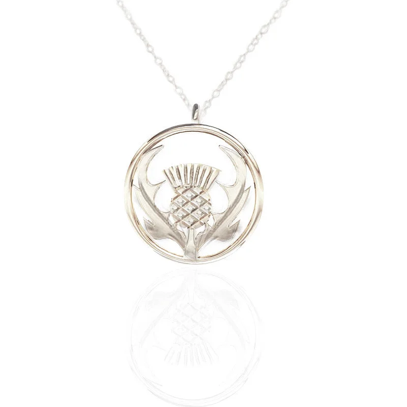 Fashionable Charm Necklaces-Round Scottish Thistle Necklace