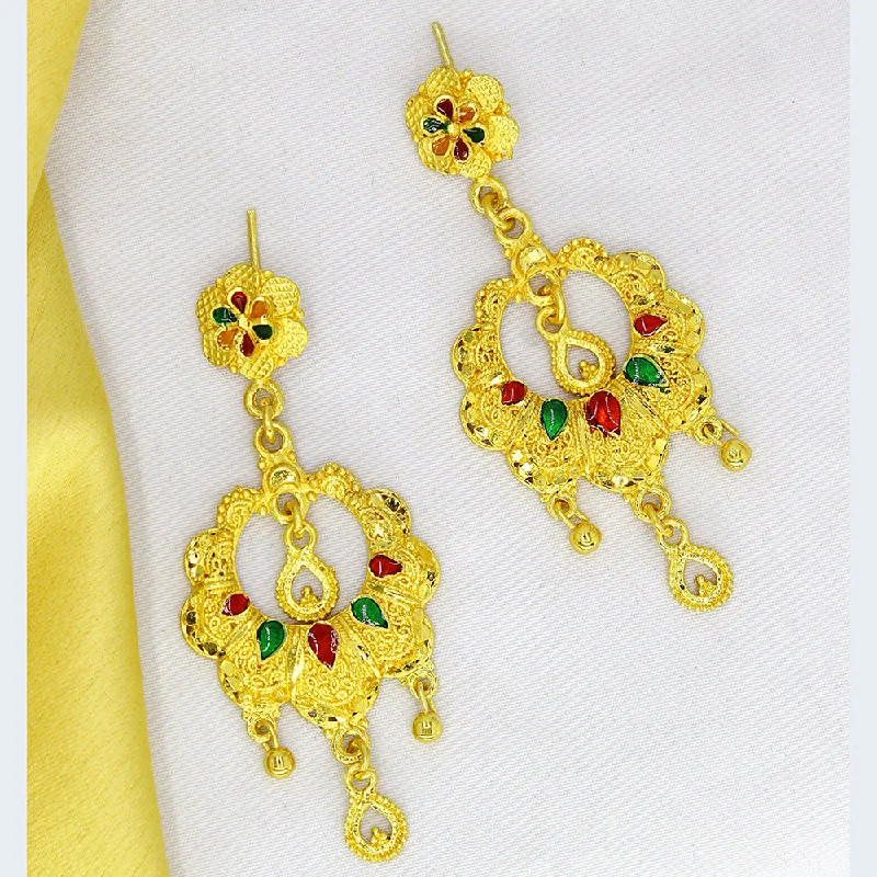 Cute Butterfly Earrings-Mahavir Dye Gold Plated Meenakari Dangler Earrings