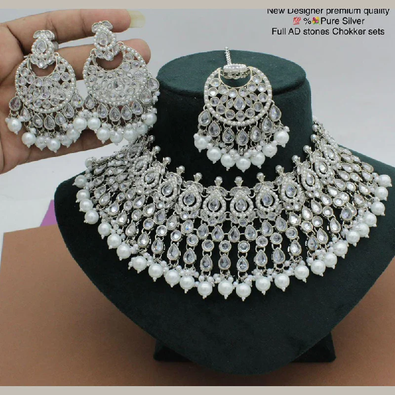 Gold Diamond Necklaces-Manisha Jewellery Gold Plated Crystal Stone Necklace Set