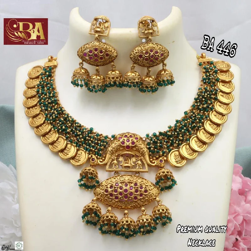 Gold-Plated Heart Necklaces-Bhargav Arts Gold Plated Necklace Set