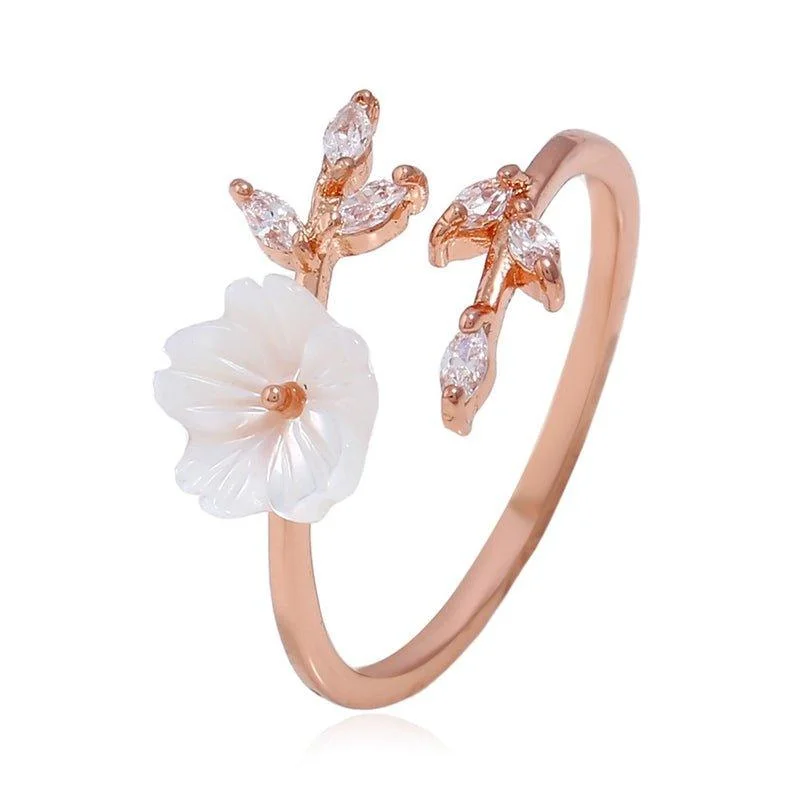 Unique Vintage Wedding Rings-Cherry Blossom Adjustable Ring