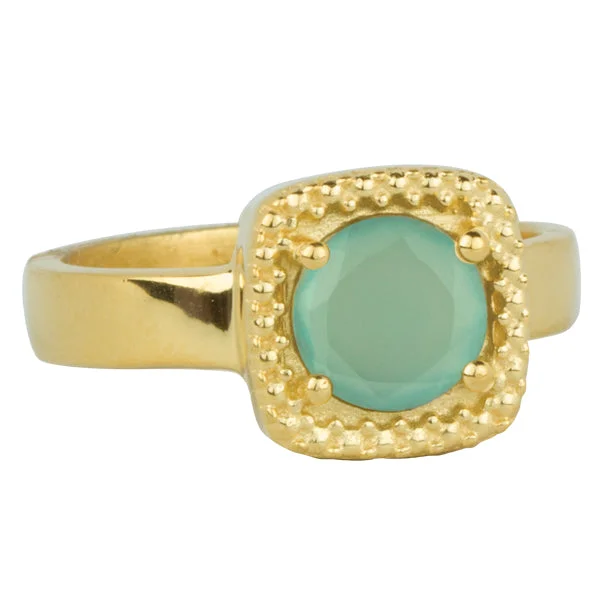 Fashion Rings for Women-Let it Glow Ring in Gold and Aqua Chalcedony