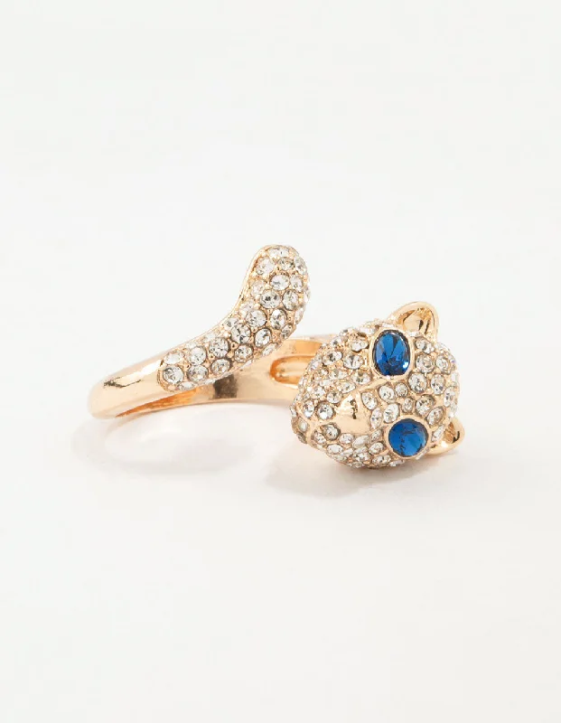 Stylish Wedding Rings for Brides-Gold Wrapped Panther Ring