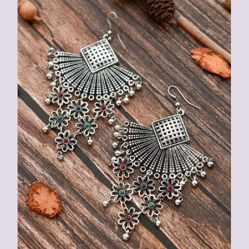 Drop Earrings for Brides-Bevy Pearls Oxidised Plated Dangler Earrings