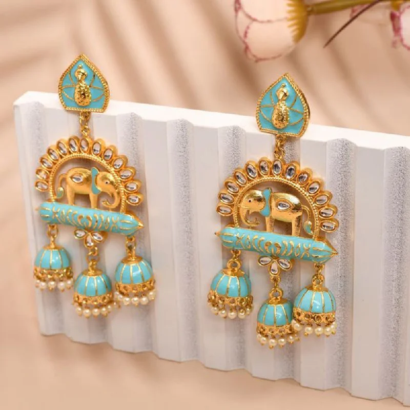 Personalized Earrings for Gifts-House Of Ree Elephant Shape Sky Blue Jhumki Drop Earrings for Womens | Women | Girls ER123