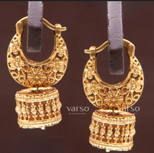 Simple Rose Gold Hoops-Darshana Jewels Gold Plated Jhumki Earrings