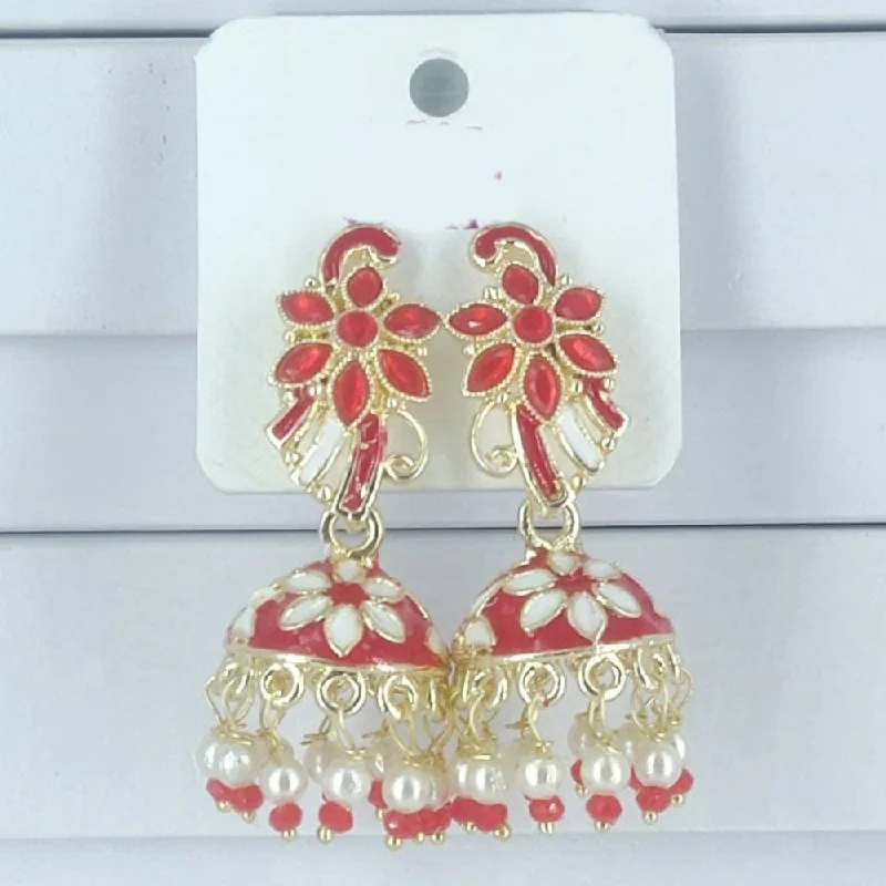 Gold Hoop Earrings for Women-Corbeda Fashion Gold Plated Meenakari Jhumki Earrings