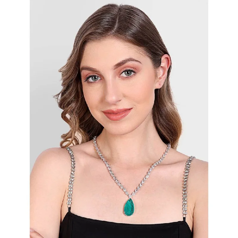 Multi-Strand Necklaces-Auraa Trends Rhodium Plated Necklace Set