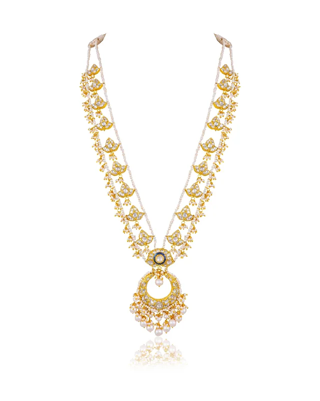 Vintage Pearl Necklaces-Adyanshi Polki Long Necklace