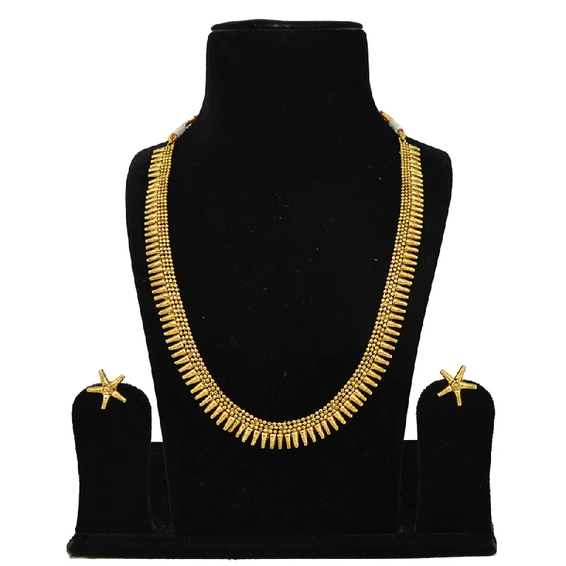 Gold-Plated Choker Necklaces-Saloni Fashion Jewellery Gold Plated Long Necklace Set