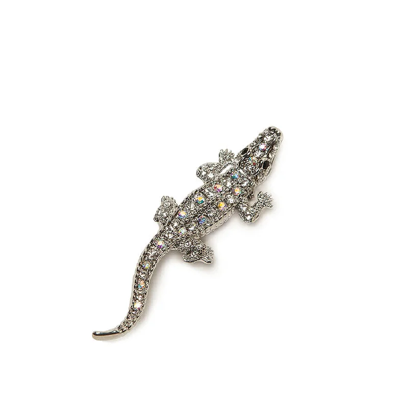 Antique Vintage Brooch-Diamante Sparkly Crocodile Brooch